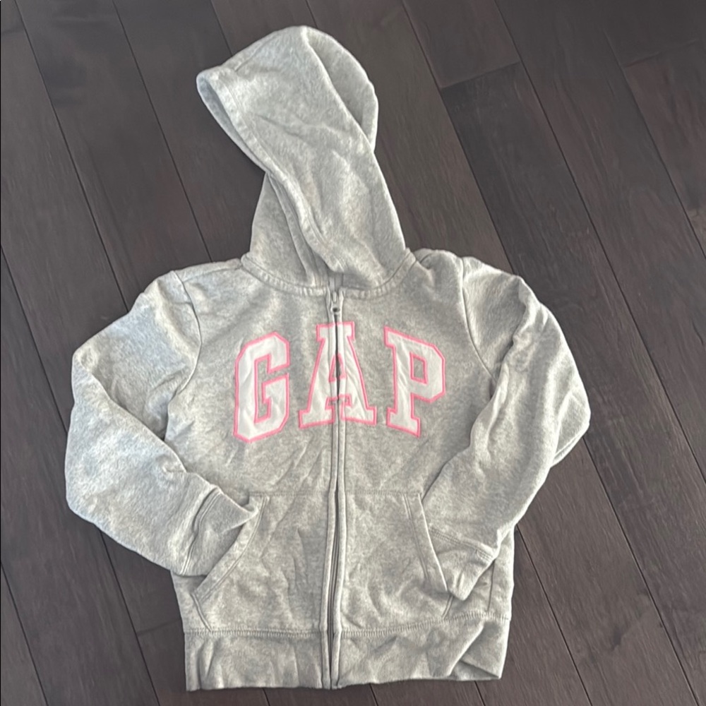 GAP Kids Gray Hoodie with Pink Accents large (10)